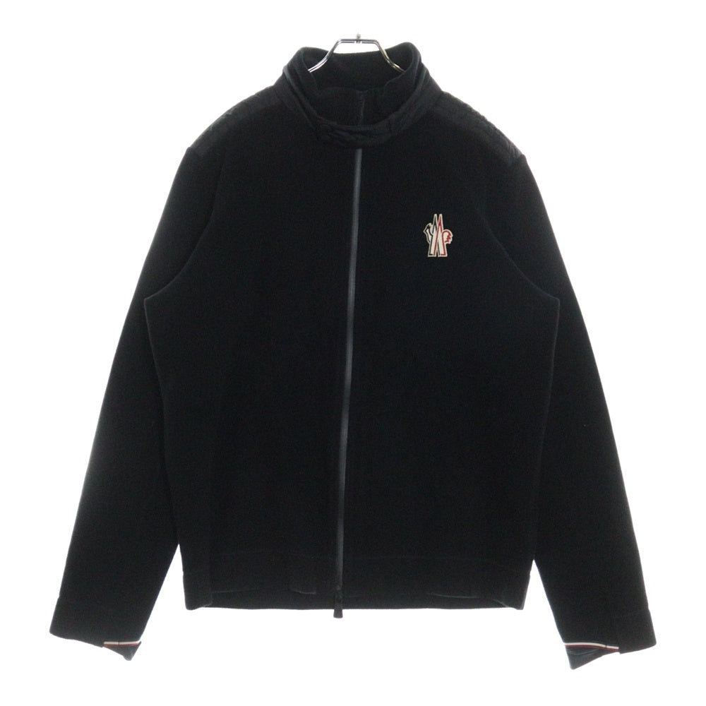 MONCLER(モンクレール) ZIP UP GRENOBLE MAGLIA CARDIGAN グルノーブル ダウン切替 ワッペンロゴ ジップアップフリースジャケット ブルゾン ブラック H20978G70000