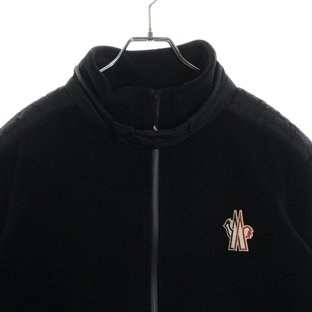 MONCLER(モンクレール) ZIP UP GRENOBLE MAGLIA CARDIGAN グルノーブル ダウン切替 ワッペンロゴ ジップアップフリースジャケット ブルゾン ブラック H20978G70000