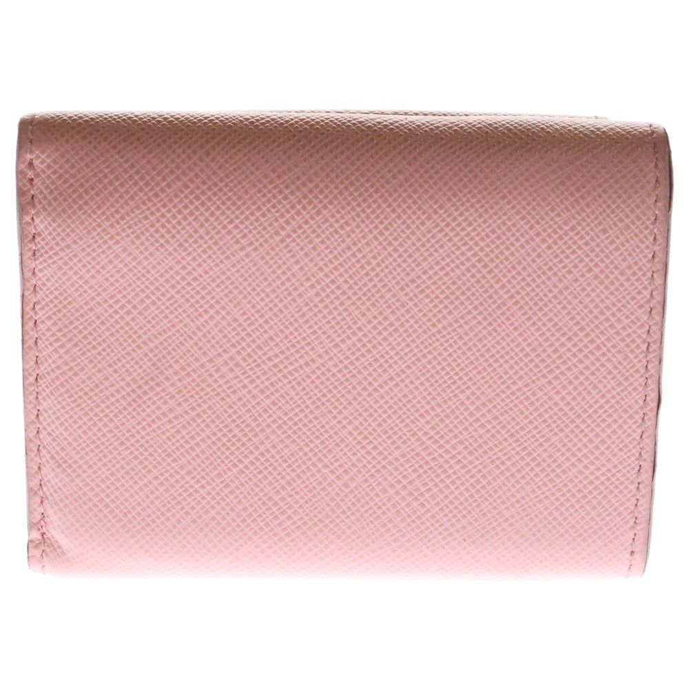 PRADA(プラダ) サフィアーノフィオッコ リボン コンパクトウォレット 三つ折り財布 ピンク レザー 1MH021