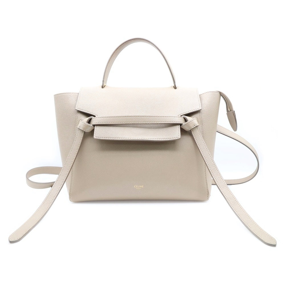CELINE(セリーヌ) ベルトバッグ 2WAYバッグ ハンドバッグ ショルダーバッグ ゴールド金具 マイクロ ベージュ レザー 189153