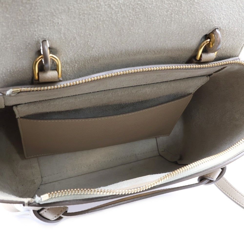 CELINE(セリーヌ) ベルトバッグ 2WAYバッグ ハンドバッグ ショルダーバッグ ゴールド金具 マイクロ ベージュ レザー 189153