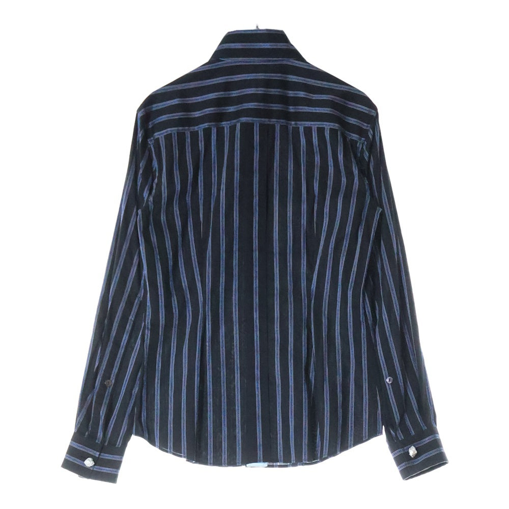 DOLCE & GABBANA(ドルチェアンドガッバーナ) ストライプ柄長袖シャツ ブラック×ブルー F5106T