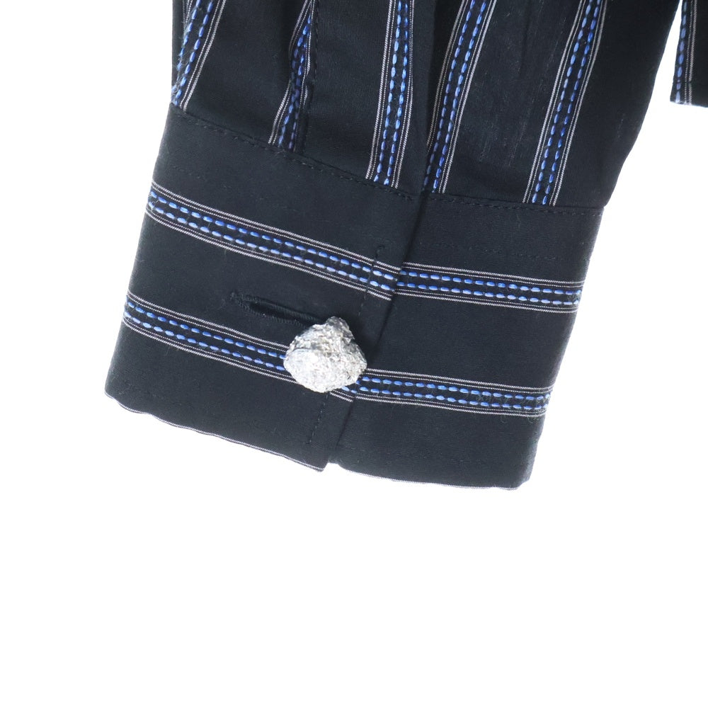 DOLCE & GABBANA(ドルチェアンドガッバーナ) ストライプ柄長袖シャツ ブラック×ブルー F5106T