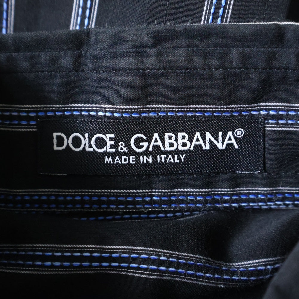 DOLCE & GABBANA(ドルチェアンドガッバーナ) ストライプ柄長袖シャツ ブラック×ブルー F5106T