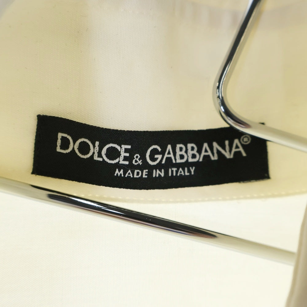 DOLCE & GABBANA(ドルチェアンドガッバーナ) レースフリル レギュラーカラー ロングスリーブ 長袖 ドレスシャツ ホワイト レディース F5166T