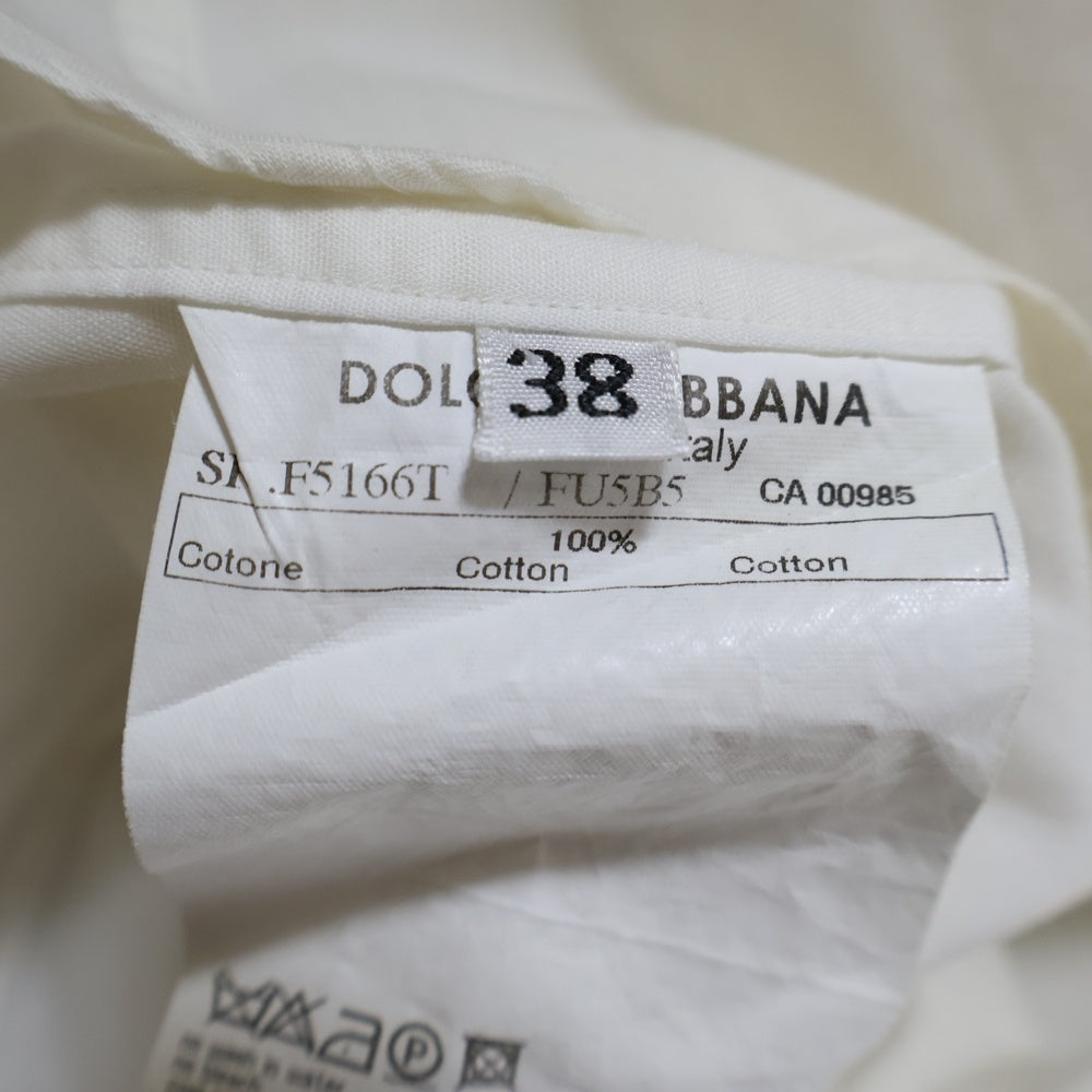 DOLCE & GABBANA(ドルチェアンドガッバーナ) レースフリル レギュラーカラー ロングスリーブ 長袖 ドレスシャツ ホワイト レディース F5166T