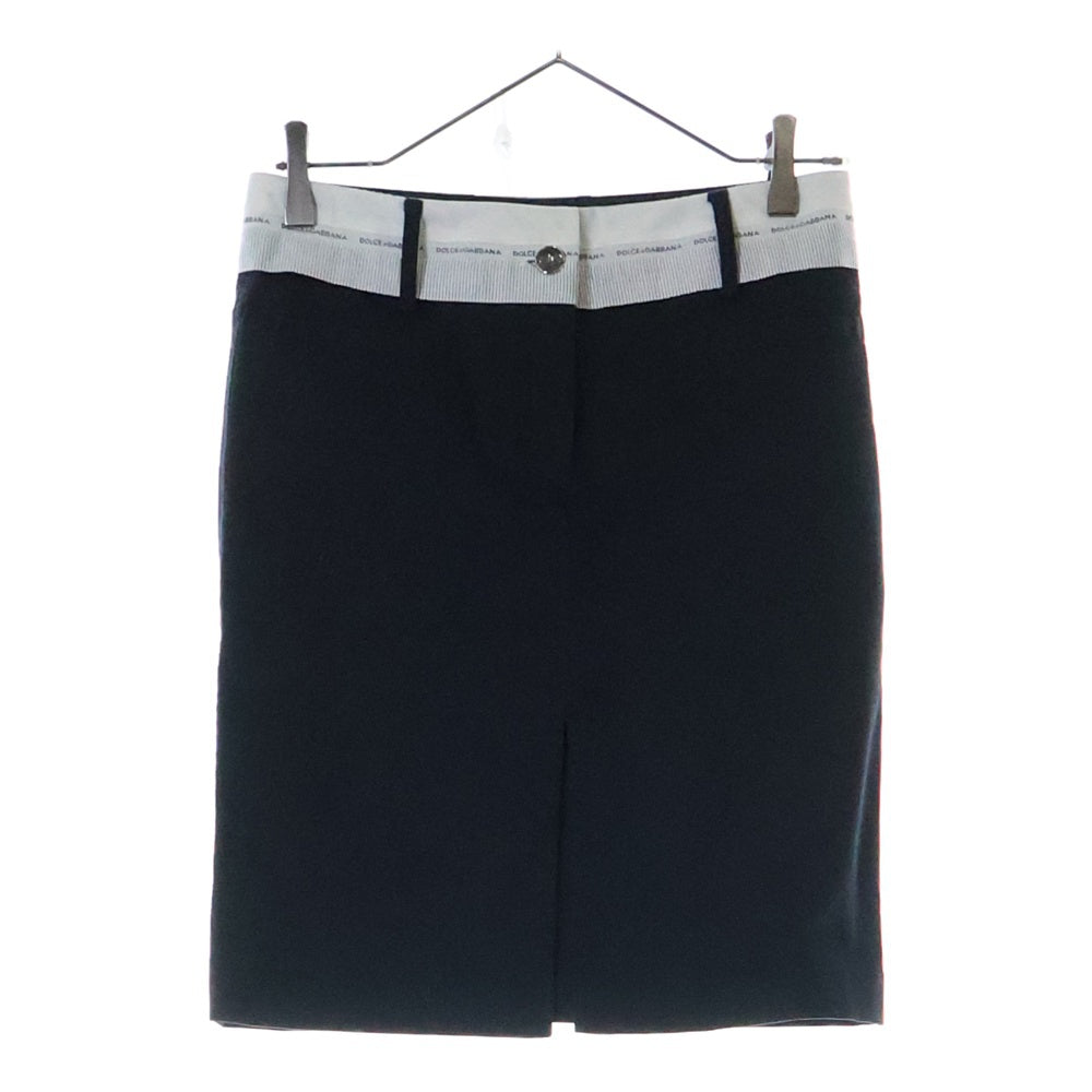 DOLCE & GABBANA(ドルチェアンドガッバーナ) ストライプ スリットスカート レディース ブラック F4273T