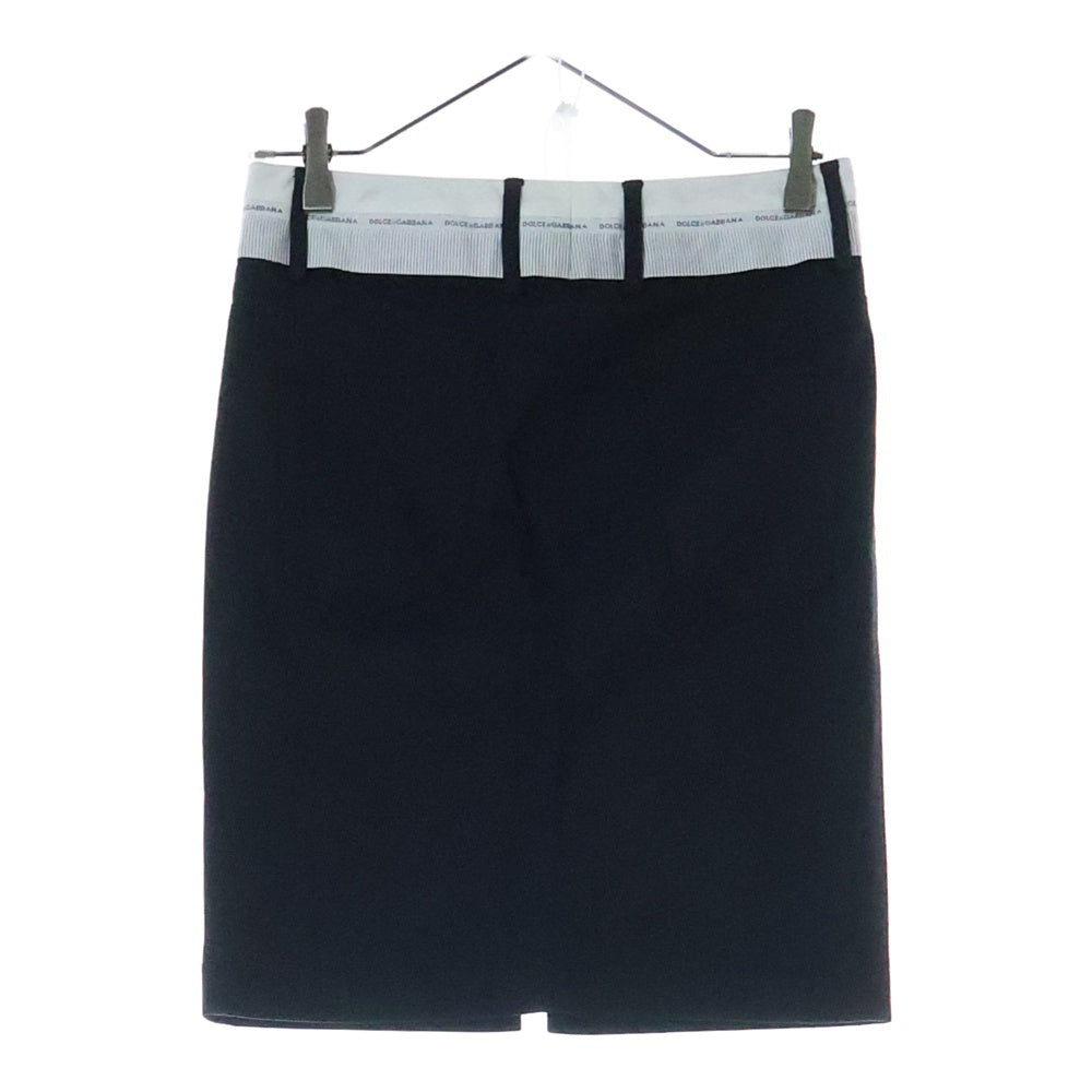 DOLCE & GABBANA(ドルチェアンドガッバーナ) ストライプ スリットスカート レディース ブラック F4273T