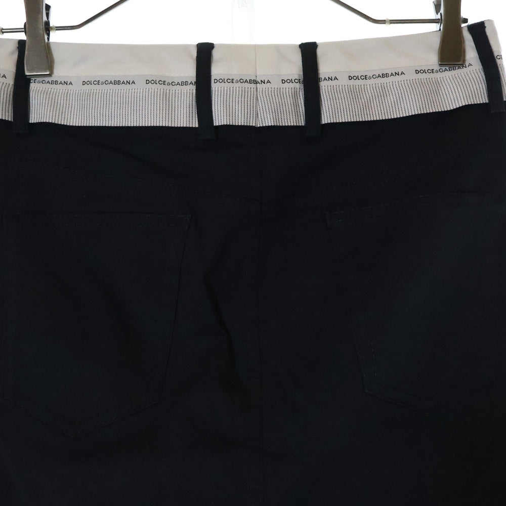 DOLCE & GABBANA(ドルチェアンドガッバーナ) ストライプ スリットスカート レディース ブラック F4273T