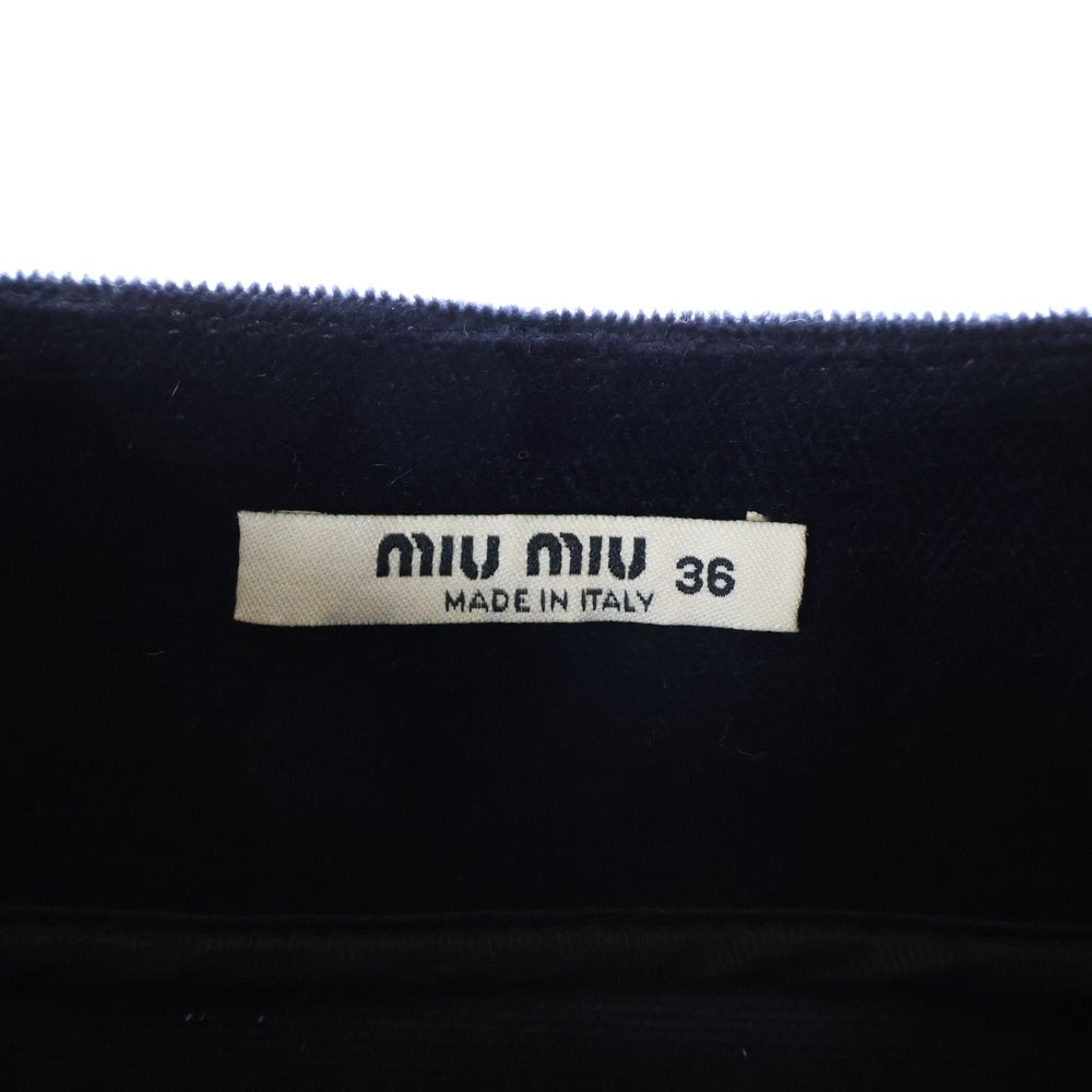 miumiu(ミュウミュウ) サイドジップ ベロアスカート ネイビー レディース