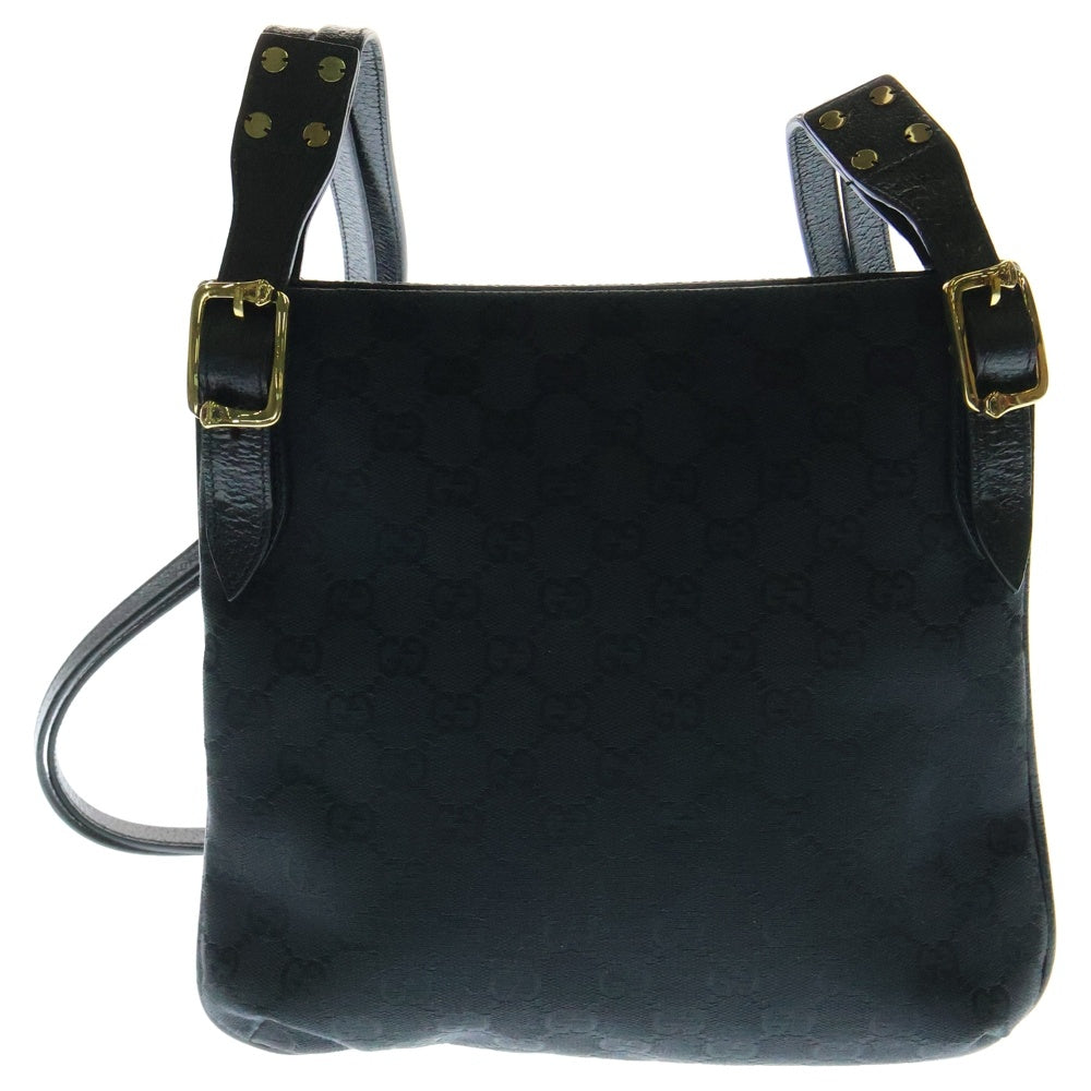 GUCCI(グッチ) GGキャンバス ショルダーバッグ ブラック ゴールド金具 レザー×キャンバス 115514