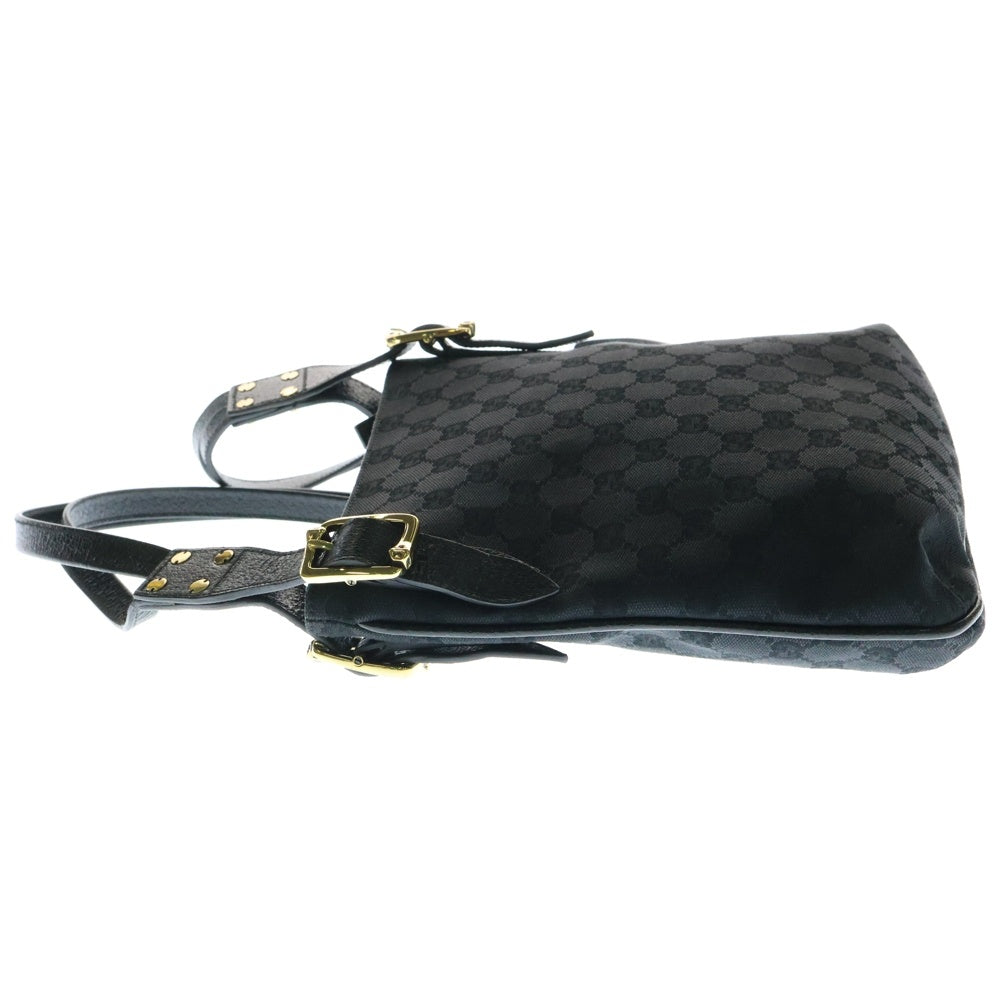 GUCCI(グッチ) GGキャンバス ショルダーバッグ ブラック ゴールド金具 レザー×キャンバス 115514