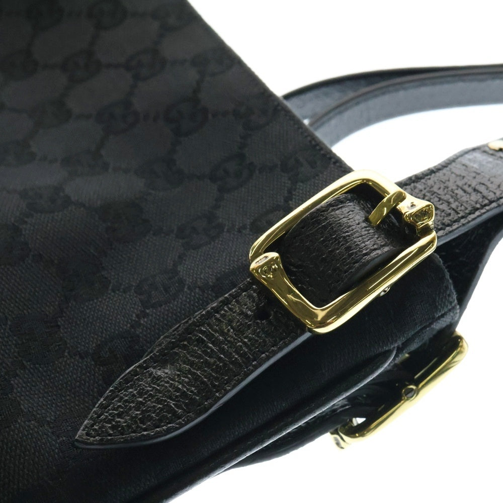 GUCCI(グッチ) GGキャンバス ショルダーバッグ ブラック ゴールド金具 レザー×キャンバス 115514