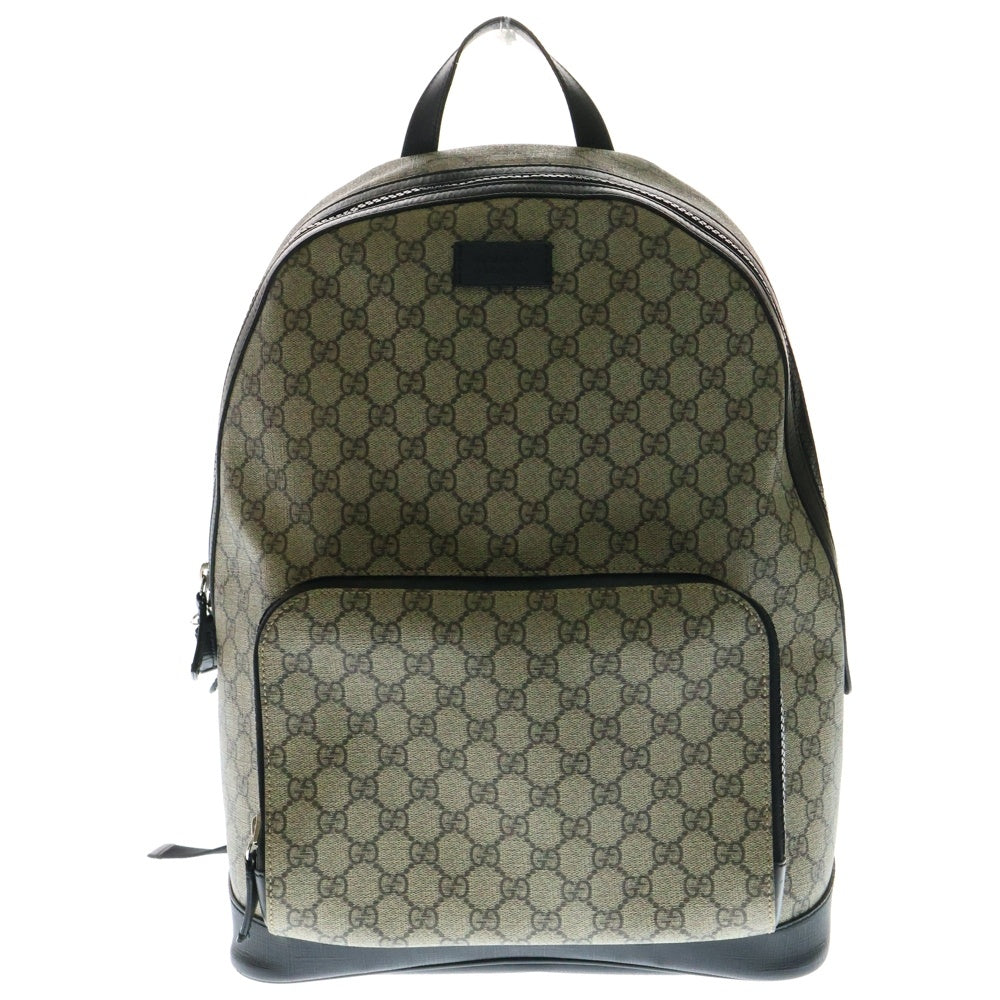 GUCCI(グッチ) GGスプリーム バッグパック リュックサック ベージュ×ブラック シルバー金具 PVC×レザー 406370