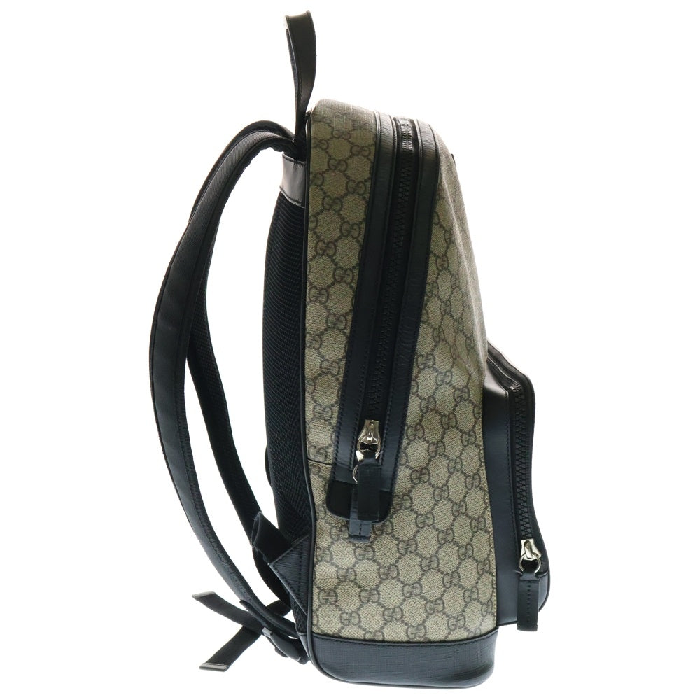 GUCCI(グッチ) GGスプリーム バッグパック リュックサック ベージュ×ブラック シルバー金具 PVC×レザー 406370