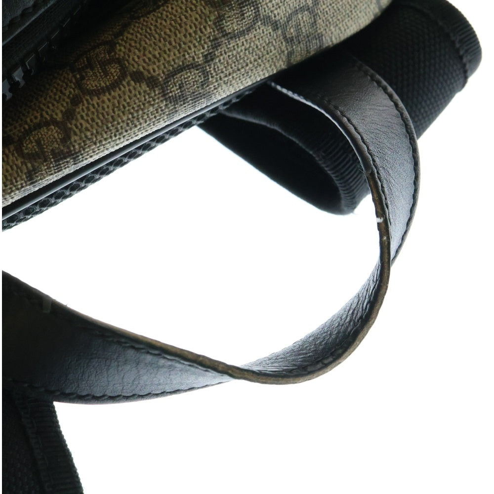 GUCCI(グッチ) GGスプリーム バッグパック リュックサック ベージュ×ブラック シルバー金具 PVC×レザー 406370