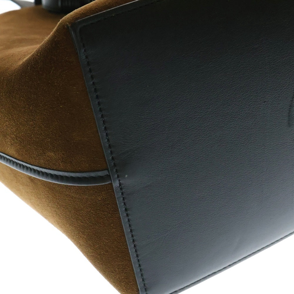 LOEWE(ロエベ) アナグラム トートバッグ ハンドバッグ 肩掛けバッグ ブラック×ブラウン スエード