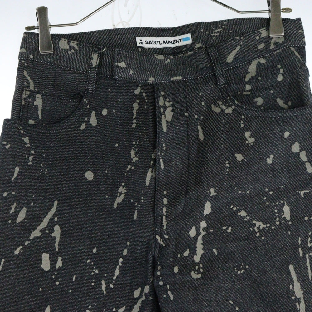 SAINT LAURENT(サンローラン) ペイント加工 フレア デニムパンツ ジーンズ グレー YP60-003