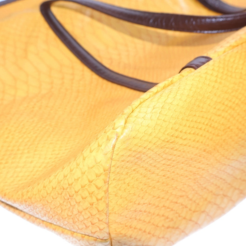 NO BRAND(ノーブランド) ANAP クロコエンボスレザートートバッグ イエロー