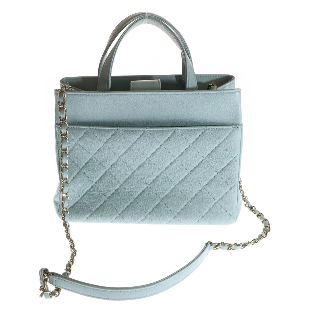 CHANEL(シャネル) アフィニティ スモール 2wayハンドバッグ ショルダーバッグ ライトブルー キャビアスキン ゴールド金具 A93750