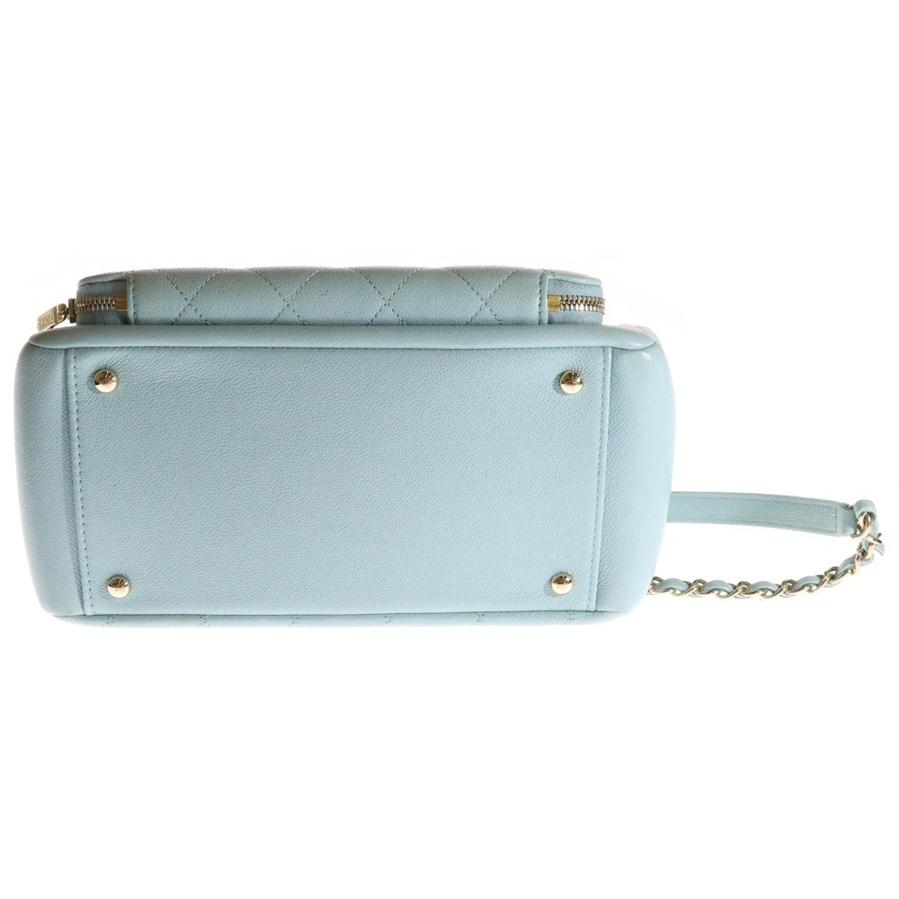 CHANEL(シャネル) アフィニティ スモール 2wayハンドバッグ ショルダーバッグ ライトブルー キャビアスキン ゴールド金具 A93750