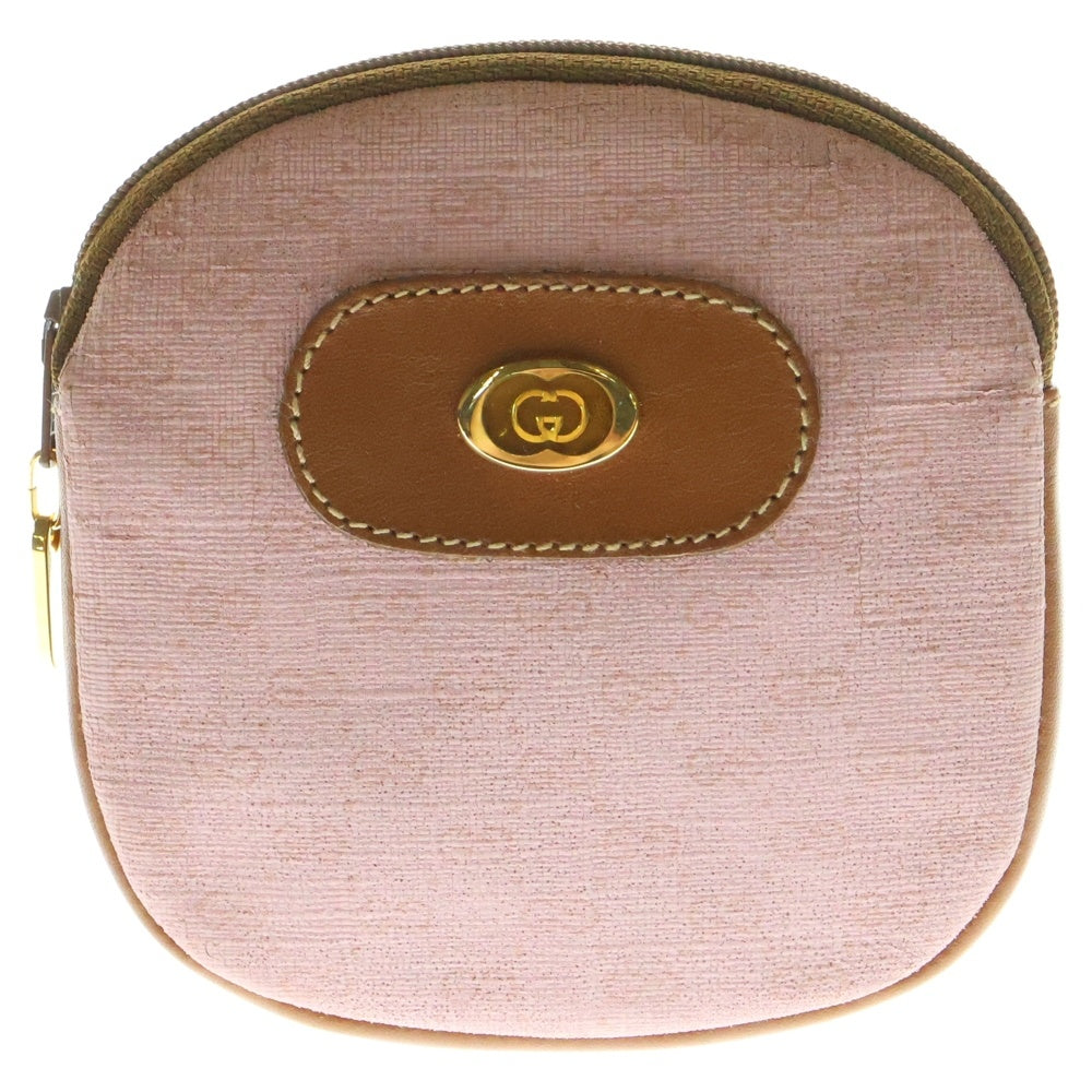 GUCCI(グッチ) コインケース ポーチ 小物入れ ピンク×ブラウン GGキャンバス×レザー ゴールド金具