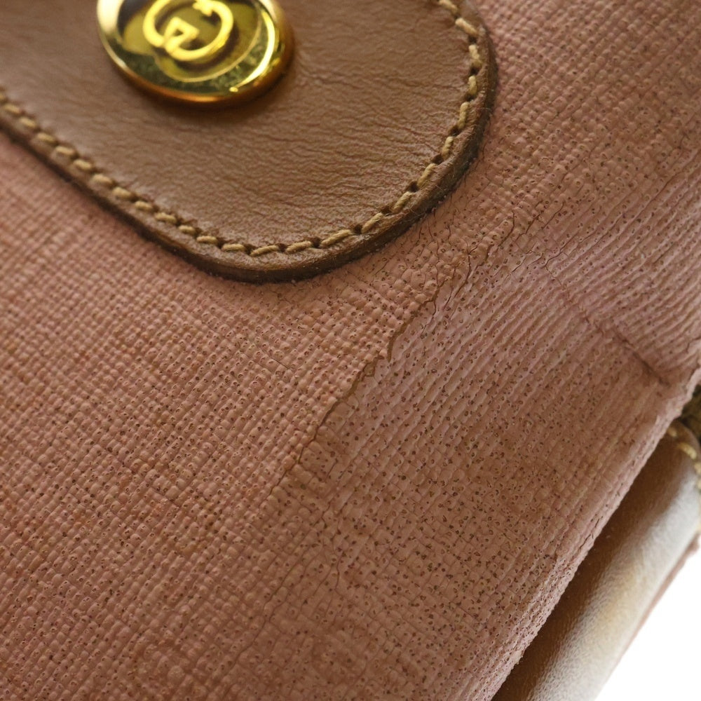 GUCCI(グッチ) コインケース ポーチ 小物入れ ピンク×ブラウン GGキャンバス×レザー ゴールド金具