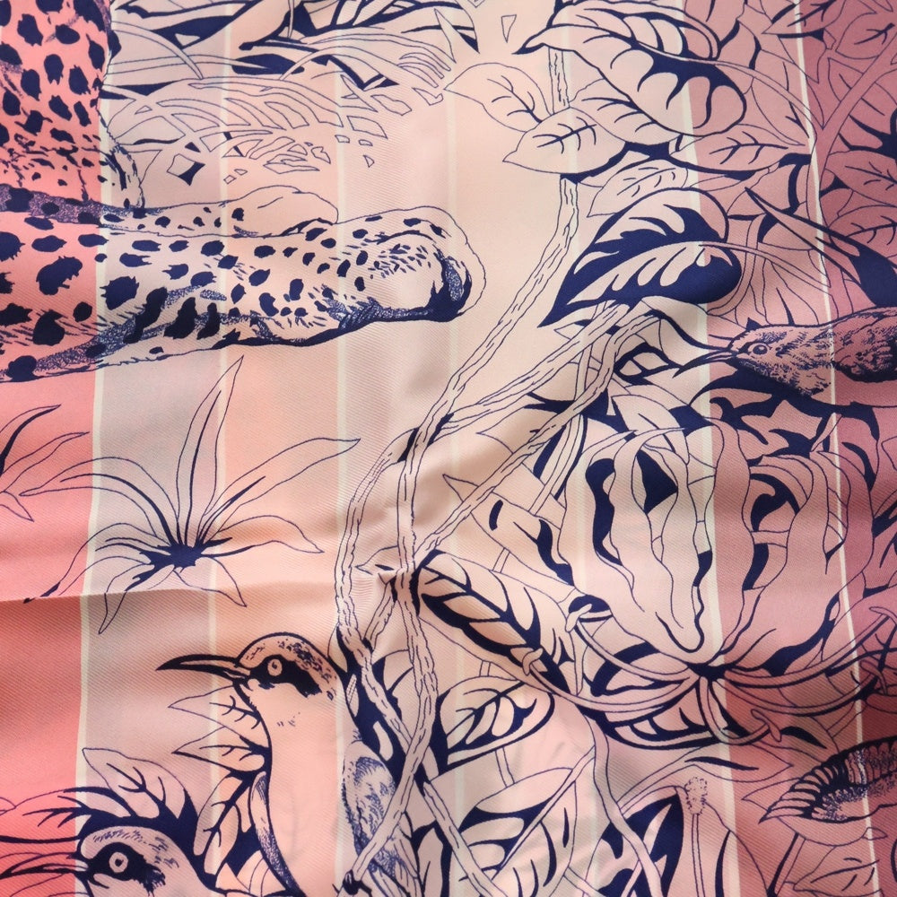 HERMES(エルメス) カレ90 ジャングル ラブ レインボー スカーフ ピンク×レッド シルク