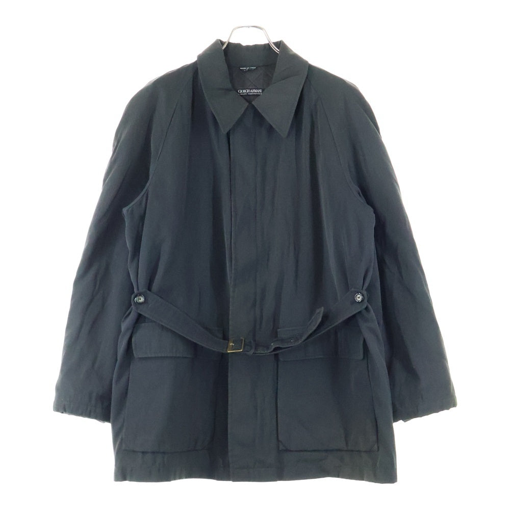 GIORGIO ARMANI(ジョルジオアルマーニ) 裏地キルティングベルト付コート ブラック