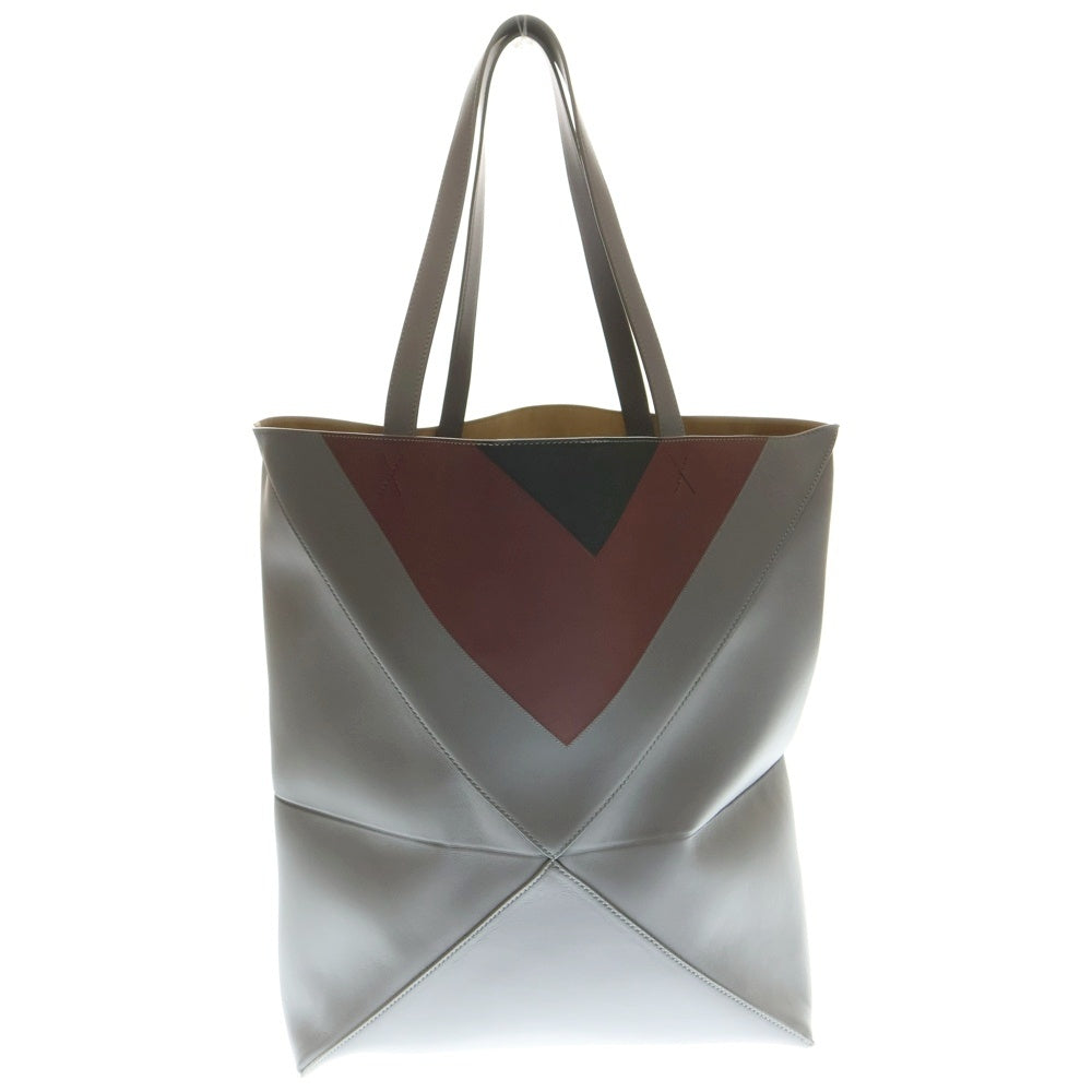 LOEWE(ロエベ) ×Albers アルバース パズルフォルド ミディアム レザートートバッグ グレー/ボルドー/ブラック