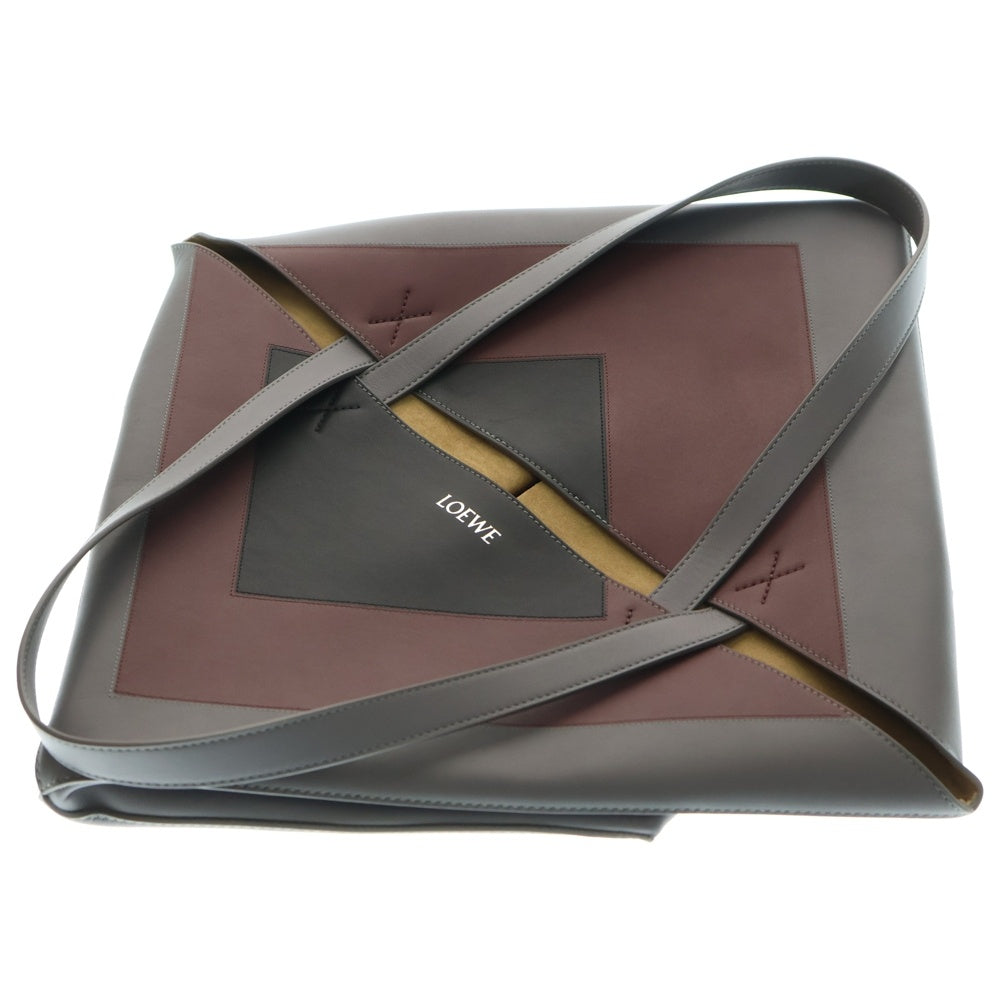 LOEWE(ロエベ) ×Albers アルバース パズルフォルド ミディアム レザートートバッグ グレー/ボルドー/ブラック