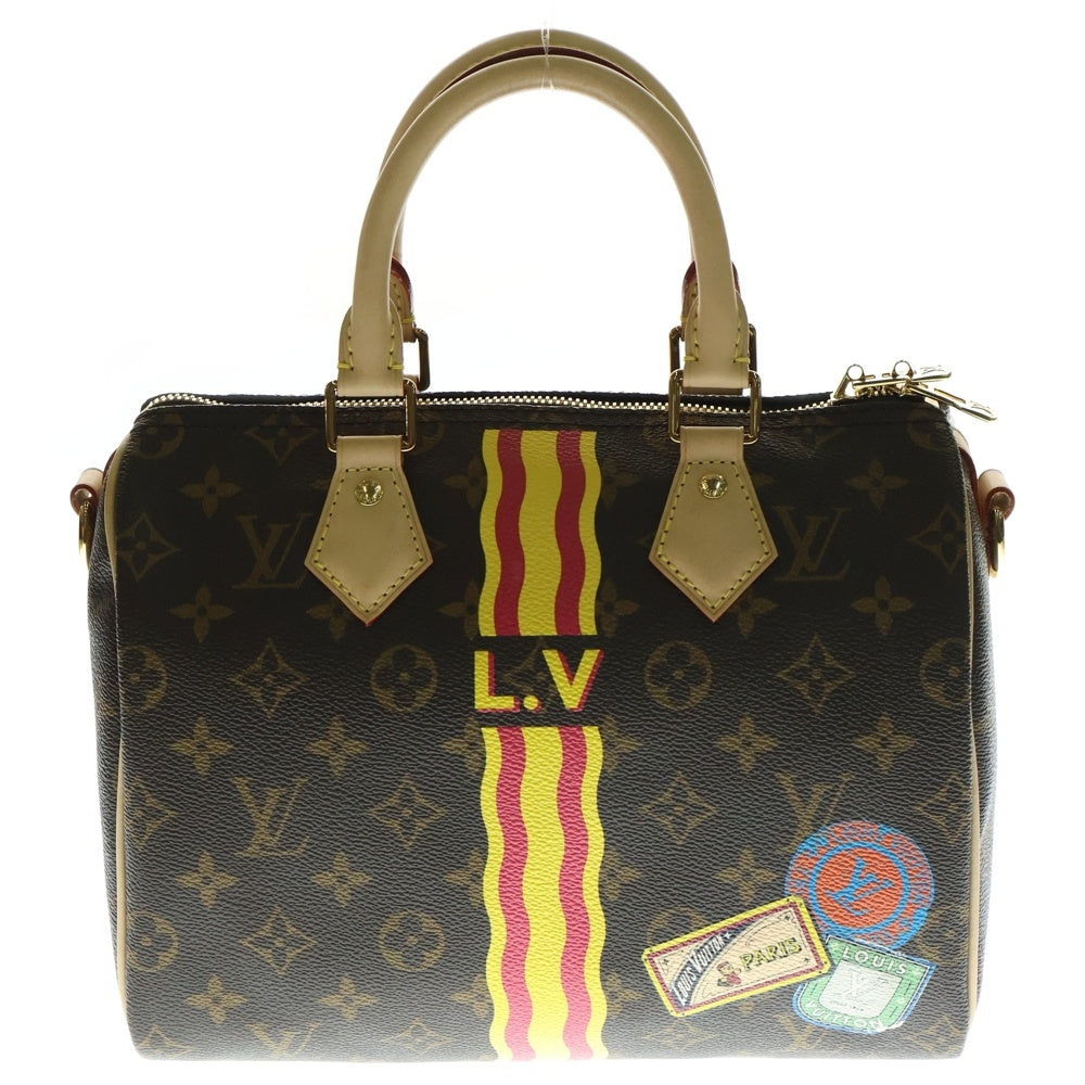 LOUIS VUITTON(ルイヴィトン) モンモノグラム スピーディ バンドリエール25 LVテキスト パーソナライズモデル 2WAY レザーハンドバッグ ショルダーバッグ ブラウン P01918