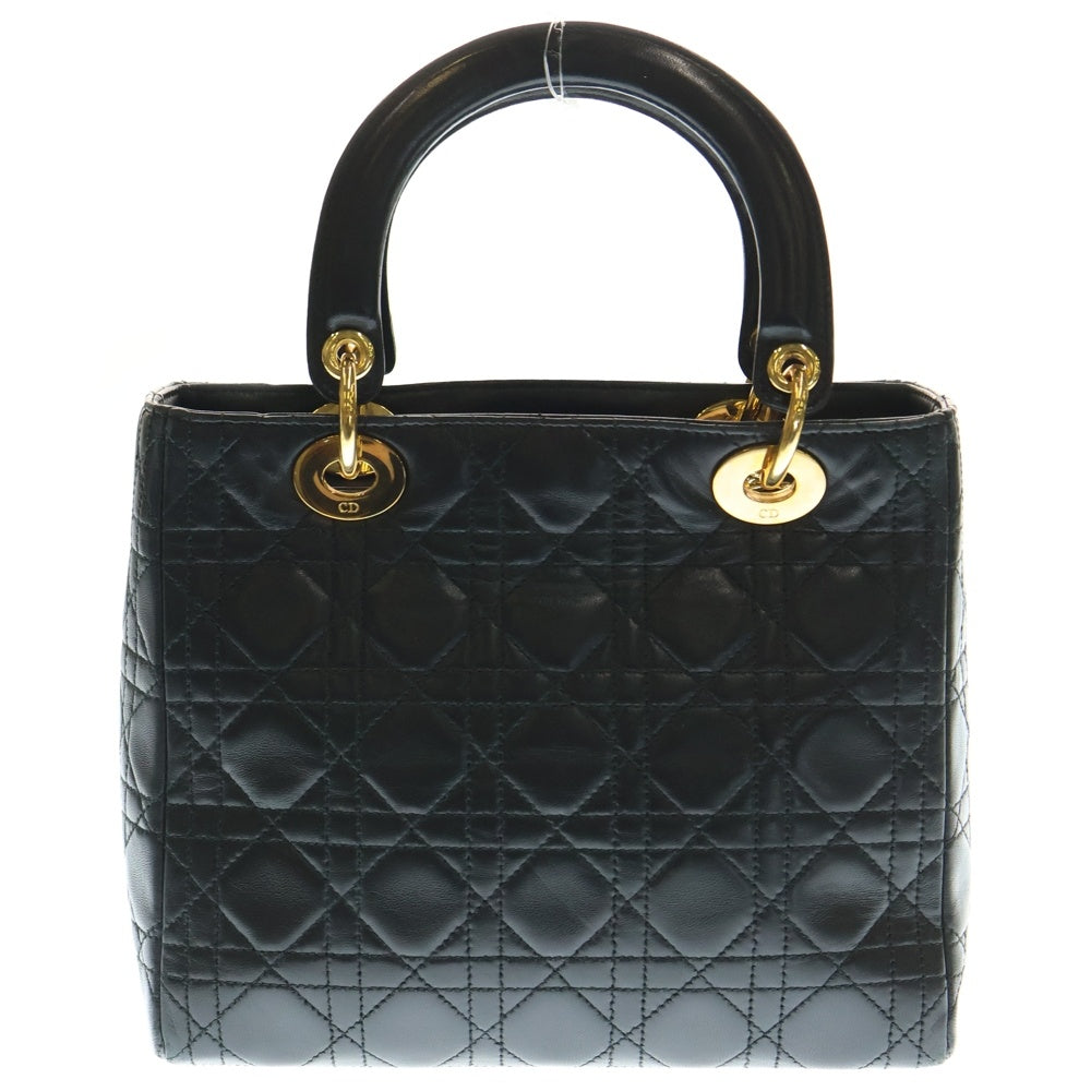 Christian Dior(クリスチャンディオール) レディディオール ミディアム カナージュ 2WAYバッグ ハンドバッグ トートバッグ ブラック ゴールド金具 ラムスキン
