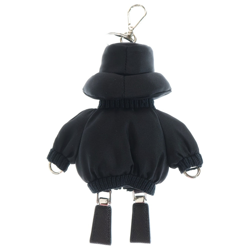 PRADA(プラダ) Soft Robot Re-Nylon バッグチャーム キーホルダー キーリング ブラック ナイロン 1TT181 シルバー金具