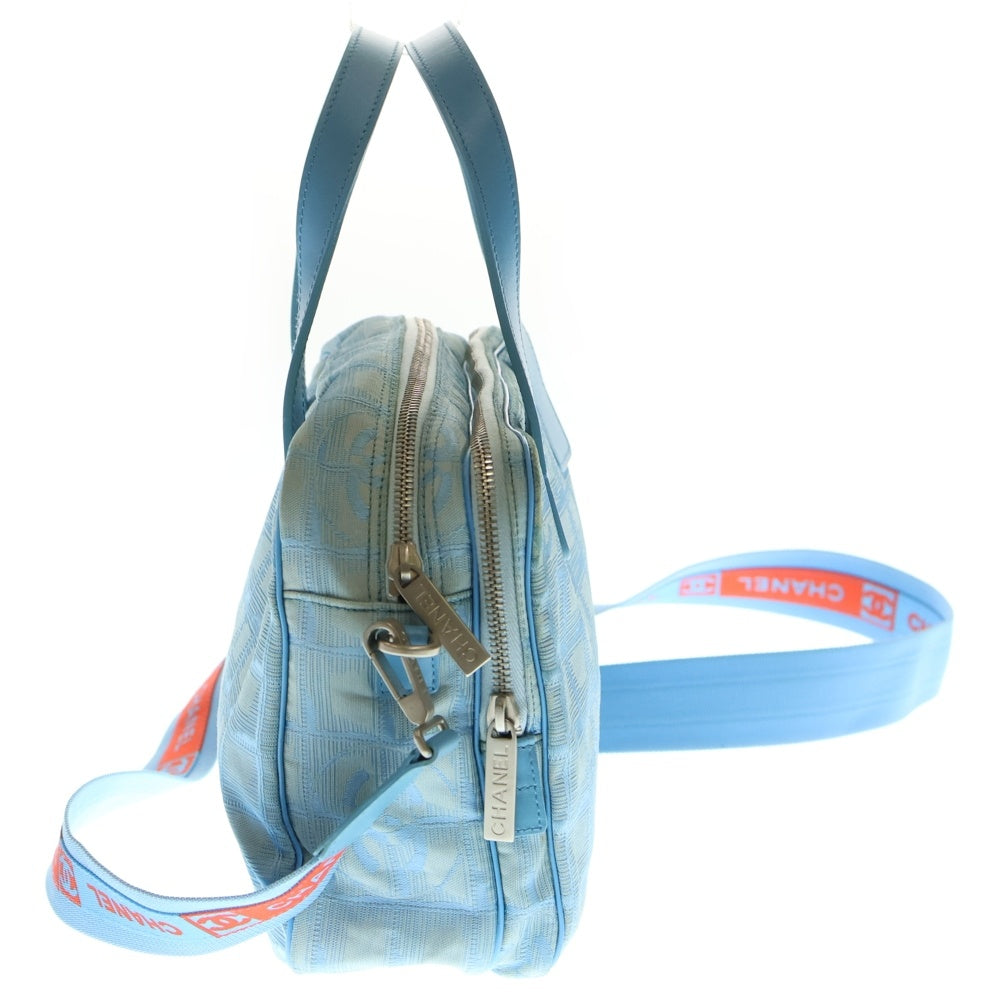 CHANEL(シャネル) ニュートラベルライン ココマーク 2WAYバッグ ハンドバッグ ショルダーバッグ ライトブルー ナイロン×レザー