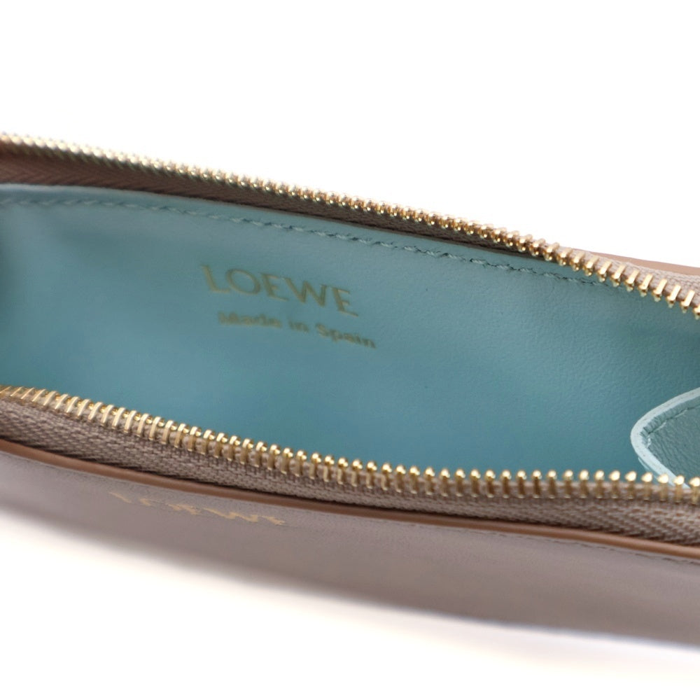 LOEWE(ロエベ) ノット カードケース フラグメントケース ベージュ×ライトブルー レザー ゴールド金具