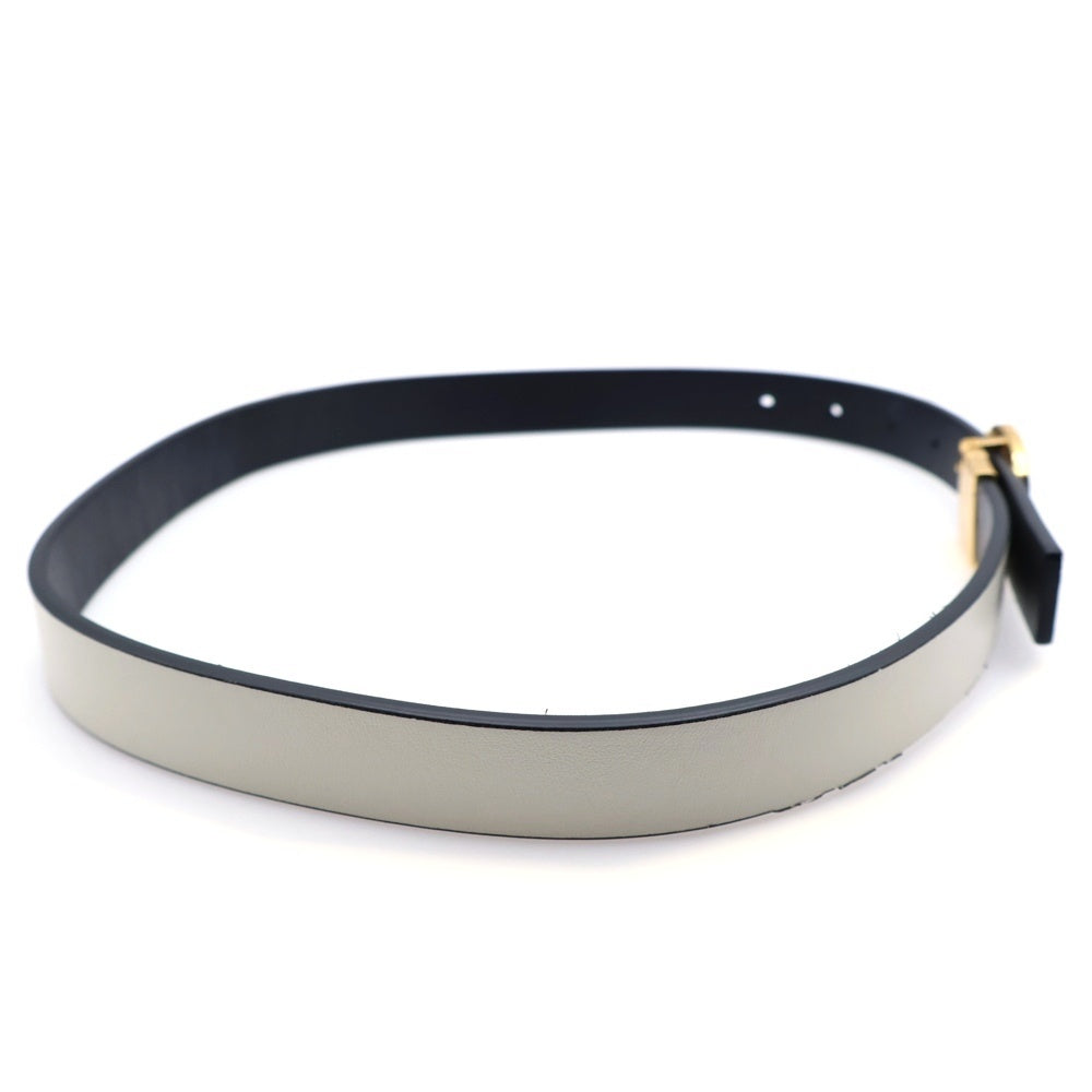 Christian Dior(クリスチャンディオール) CD ロゴ レザーベルト ホワイト×ブラック ゴールド金具