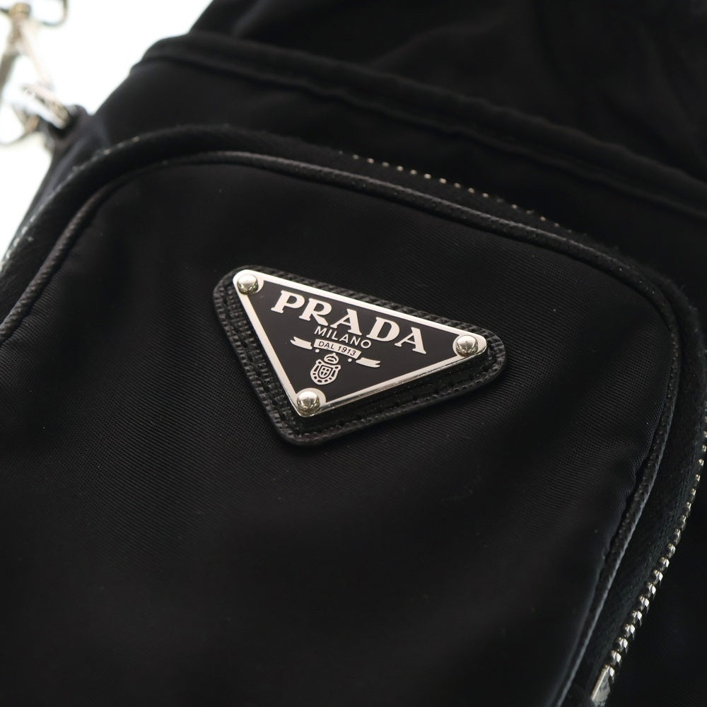 PRADA(プラダ) Re-Nylon スマホ フォンホルダー ショルダーバッグ ミニバッグ ブラック ナイロン テスート 2ZH155 シルバー金具