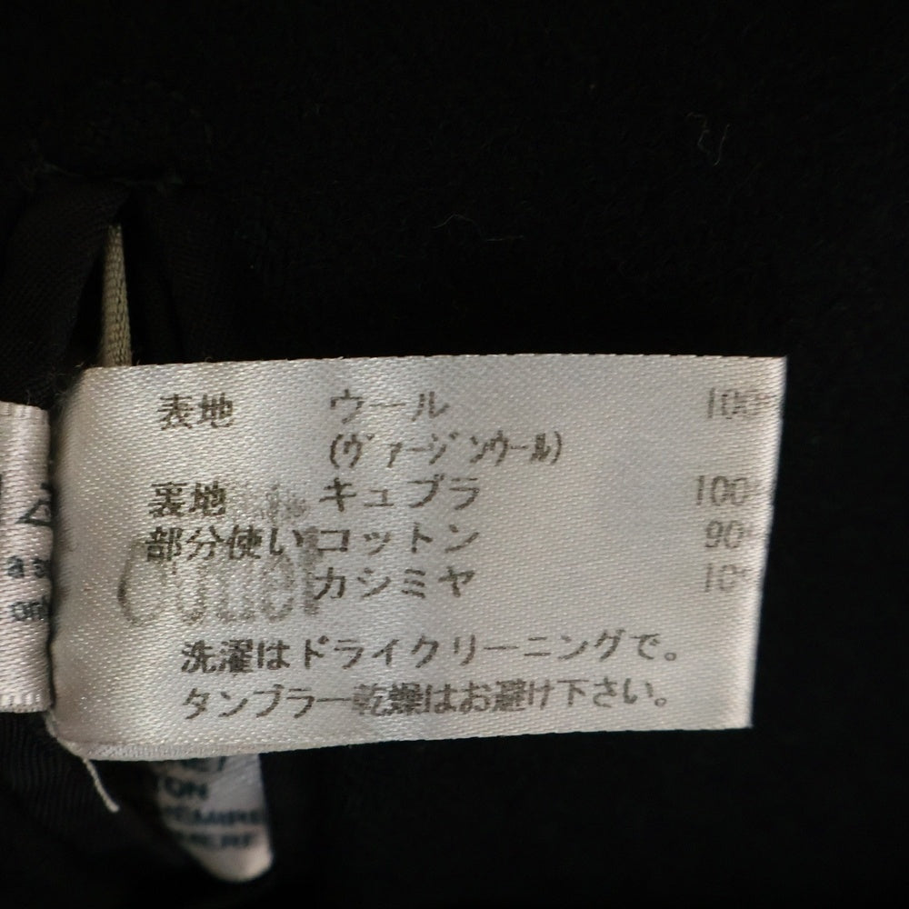 BOTTEGA VENETA(ボッテガヴェネタ) ベロア ベルベット 切り替え カシミヤ混 ウール ダブルブレスト ピークドラペル チェスターコート ブラック 243881 VHFD1