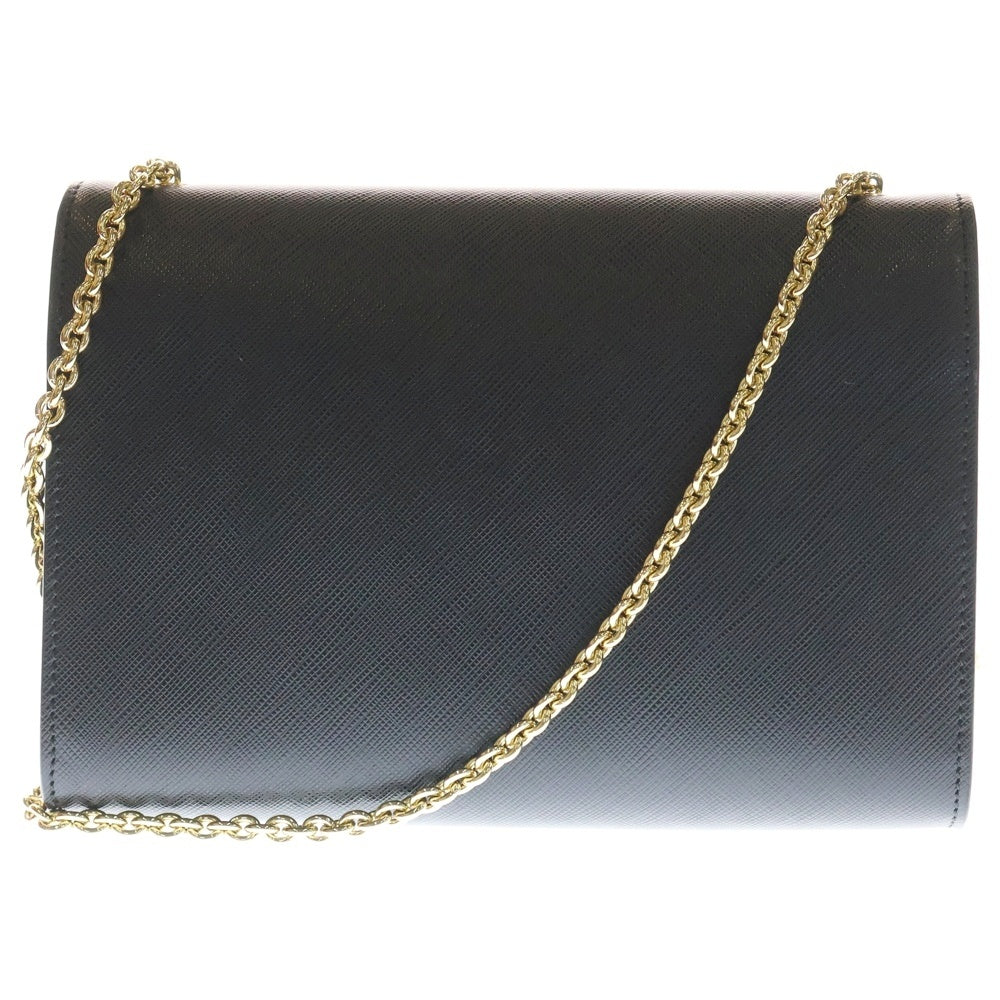 FERRAGAMO(フェラガモ) ヴァラリボン チェーンウォレット ゴールド金具 ブラック レザー レディース