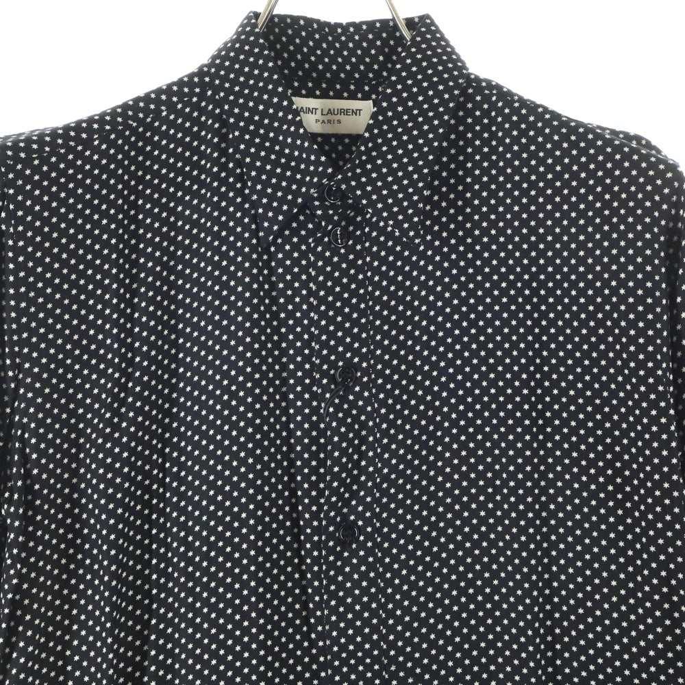 SAINT LAURENT PARIS(サンローランパリ) 16AW スター総柄プリント レーヨン 長袖シャツ ブラック 437581