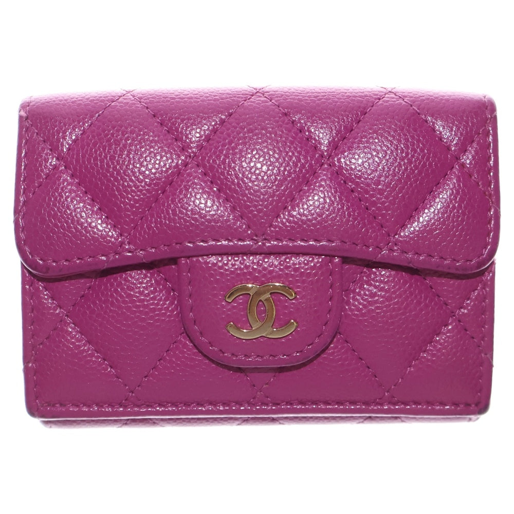 キャビアスキン ココマーク シャネル ピンク CHANEL 財布 フラップ