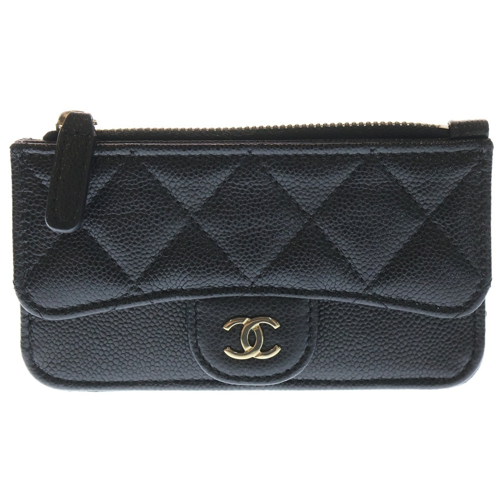 CHANEL(シャネル) クラシック フラグメントケース カードケース 小物入れ ブラック キャビアスキン ブラック AP2570 ゴールド金具 レディース
