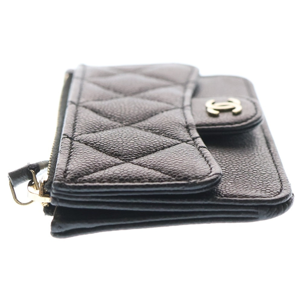 CHANEL(シャネル) クラシック フラグメントケース カードケース 小物入れ ブラック キャビアスキン ブラック AP2570 ゴールド金具 レディース