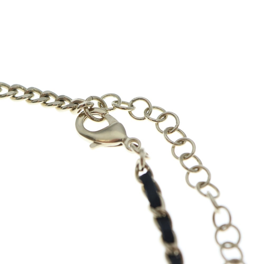 CHANEL(シャネル) ココマーク ラインストーン レザー チェーン チョーカー ネックレス ゴールド/ブラック A23V レディース