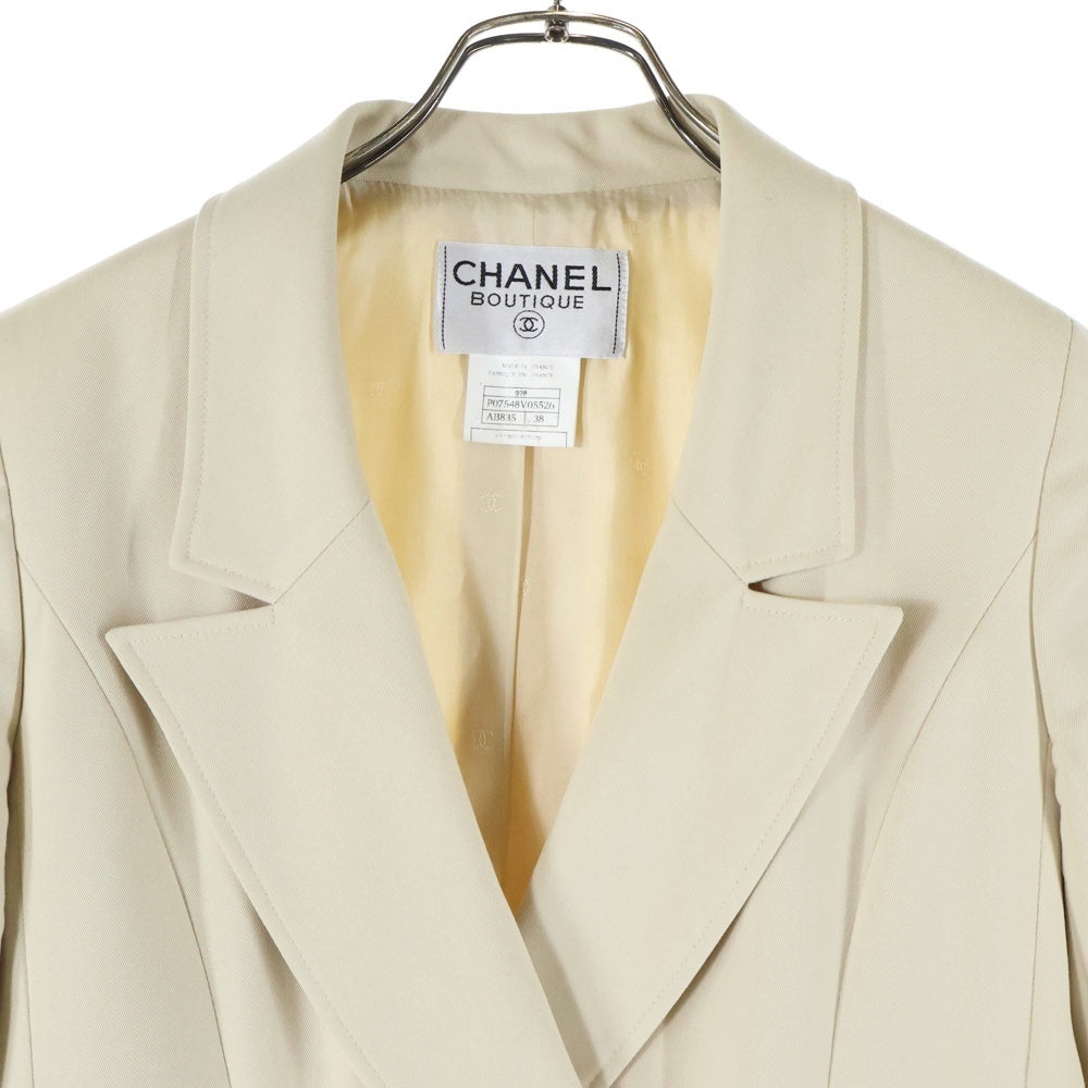 CHANEL(シャネル) 97P スプリングコレクション ウール ダブルブレスト ピークドラペル ロングジャケット ベージュ P07548V05526 レディース