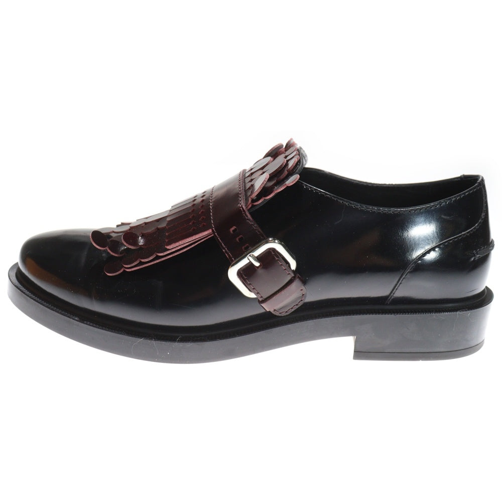 TOD'S(トッズ) コンマZP フランギアグラフィックレース レザーローファー レディース ブラック×ブラウン