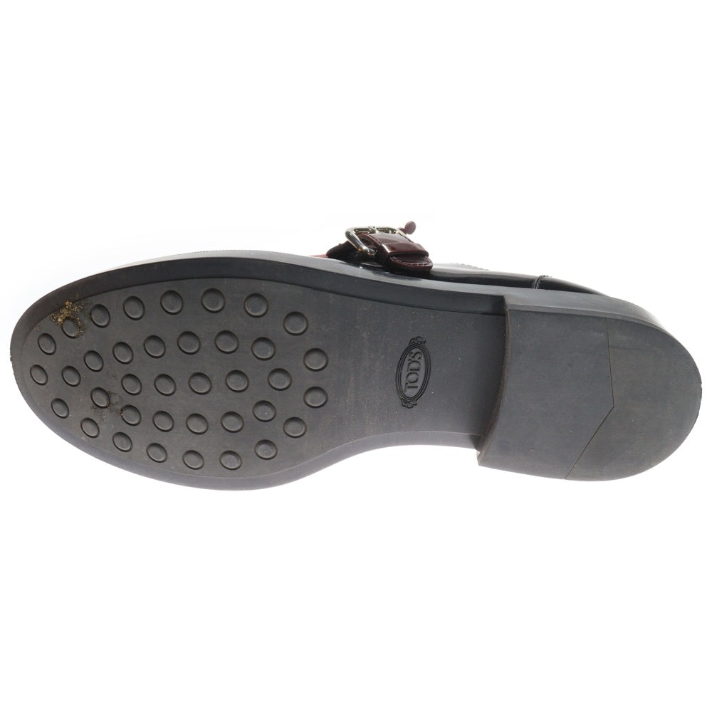 TOD'S(トッズ) コンマZP フランギアグラフィックレース レザーローファー レディース ブラック×ブラウン