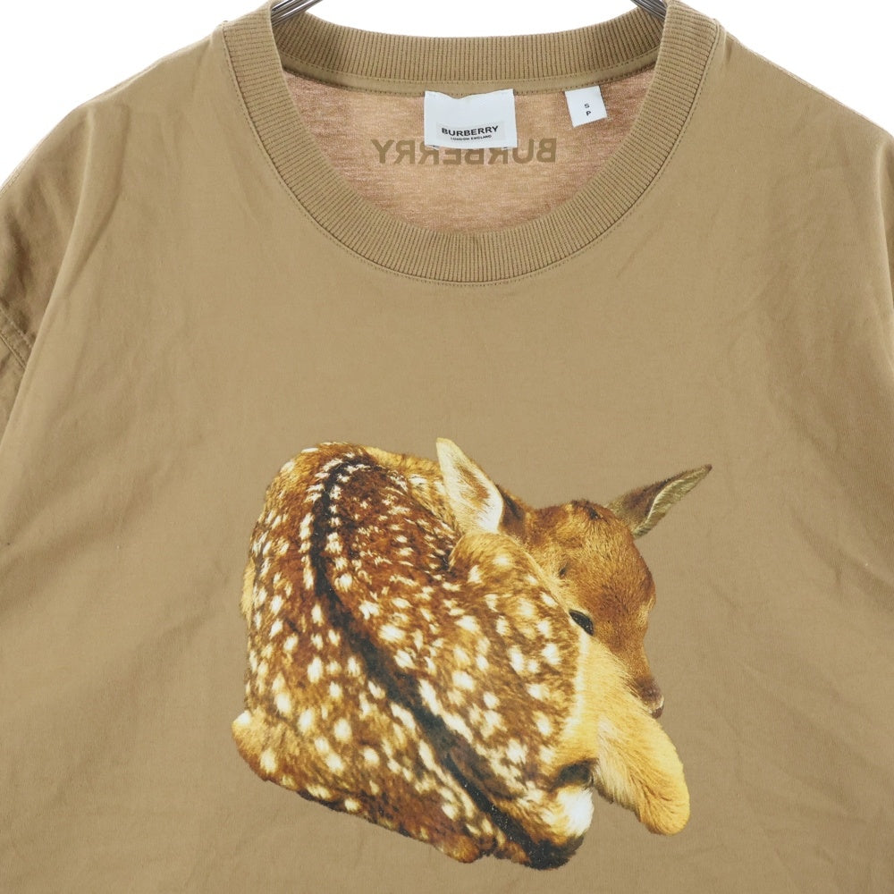 BURBERRY(バーバリー) 鹿プリント クルーネック 半袖Tシャツ カットソー ブラウン 8057533