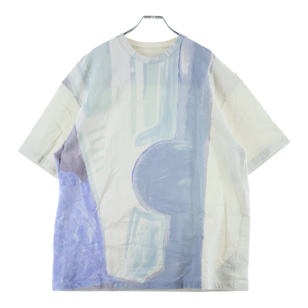JIL SANDER NAVY(ジルサンダーネイビー) 23AW グラフィックプリント オーバーサイズ クルーネック 半袖Tシャツ カットソー ホワイト/ライトブルー J61GC0003 J20096